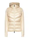 Moncler Ivory Zip-up Hooded Padded Cardigan In Brown