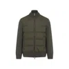 Moncler Quilted Front Cardigan With Ribbed Collar And Cuffs In Green