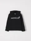 Moncler Black Sweatshirt For Kids With Logo In Black