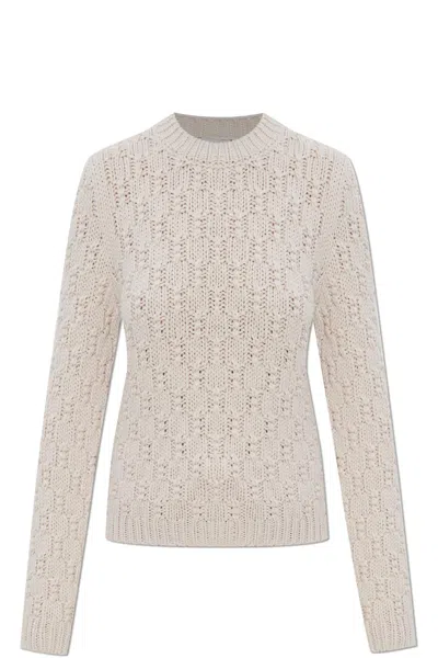 Moncler Sweater With Decorative Knit In White