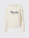 Moncler Embroidered Logo Crop Crewneck Sweater In Brown