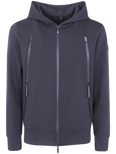 Moncler Hooded Zip Cardigan Jacket Regular Fit In Blue