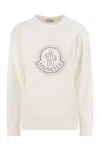 Moncler Logo Sweatshirt With Crystals In White