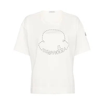 Moncler Logo-appliqué Cotton T-shirt In Beige