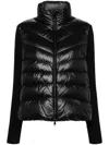Moncler Puffer Wool Cardigan With High Collar In Black