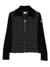 Moncler Two-material Cardigan With Goose Down Padding And High Neck In Black