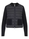 Moncler Wool And Quilted Shell Down Cardigan In Black
