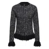 Moncler Fringe-trim Wool Blend Sweater In Black