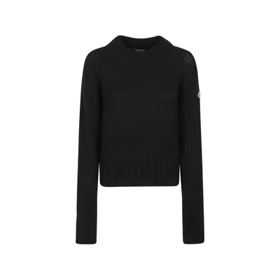 Moncler Cable-knit Logo-patch Sweater In Black