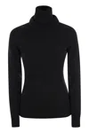 Moncler Wool  Fleece Polo Neck Jumper In Black