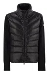 Moncler Tricot Sleeve Down Jacket In Black