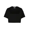 Moncler Sequin-logo Cropped T-shirt In Black