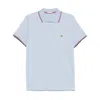 Moncler Light Blue Cotton Logo Patch Polo Shirt In Blue