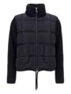 Moncler Down-wool Panelled Cardigan In Blue
