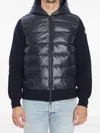 Moncler Hooded Quilted Front Cardigan Knitwear In Black