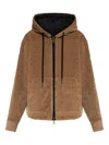 Moncler Reversible Teddy Padded Hoodie In Brown