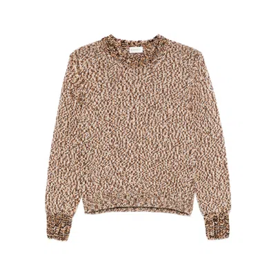 Moncler Marled Wool Crewneck Sweater In Brown