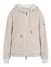 Moncler Reversible Hooded Fleece And Shell Cardigan In Neutral