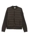 Moncler Cardigan With Padded Nylon Knit Sleeves Men In Brown