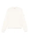 Moncler Crew Neck Sweatshirt Long Sleeves Ribbed Trims In Neutral