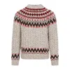 Moncler Jacquard Wool Blend Sweater With Geometric Pattern In Neutral