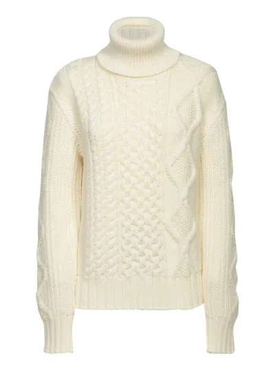 Moncler Embellished Wool Cable-knit Sweater In White