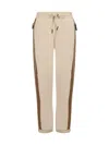Moncler Grenoble Padded Joggers With Mountain Logo In Beige