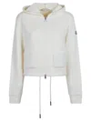 Moncler Ivory Zip-up Hoodie With Knit Details In White