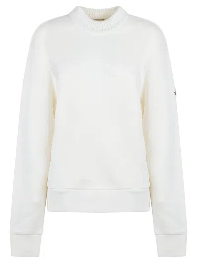 Moncler Mainline Crewneck Logo Sweatshirt In White