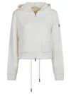 Moncler Ivory Zip-up Hoodie With Knit Details In White