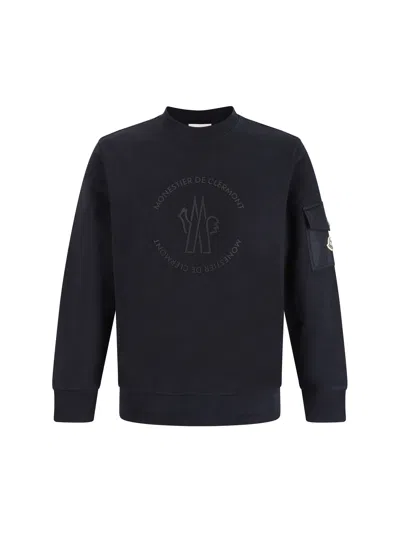 Moncler Navy Bonded-logo Sweatshirt In 778