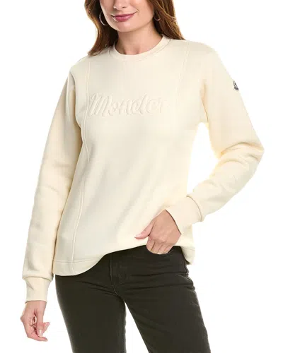 Moncler Embroidered Wool Blend Sweater In White