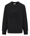 Moncler Women Sweatshirt With Embossed Logo In Black