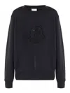 Moncler Crystal-embellished Logo Sweatshirt In Black