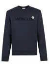 Moncler Crew Neck Cotton Sweatshirt In Blue