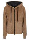 Moncler Reversible Jacket With Drawstring Hood And Logo Patch On The Sleeve In Brown