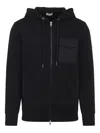 Moncler Hooded Drawstring Cardigan Chest Pocket In Black