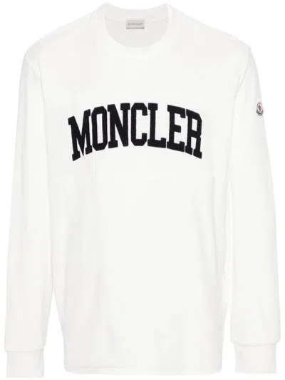 Moncler Logo刺绣棉卫衣 In White