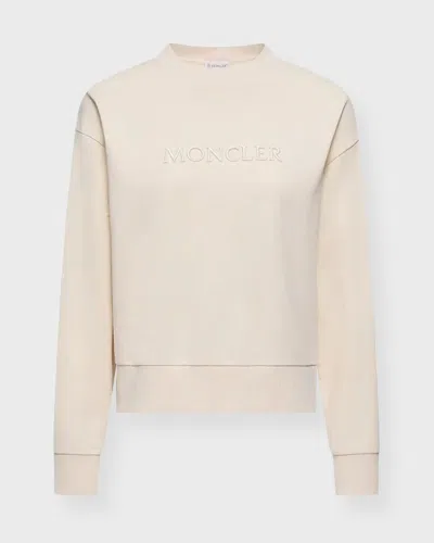 Moncler Sweatshirt Embroidered Logo Cotton In Neutral
