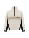 Moncler Fleece Half Zip Turtle Neck Sweatshirt In Light Beige