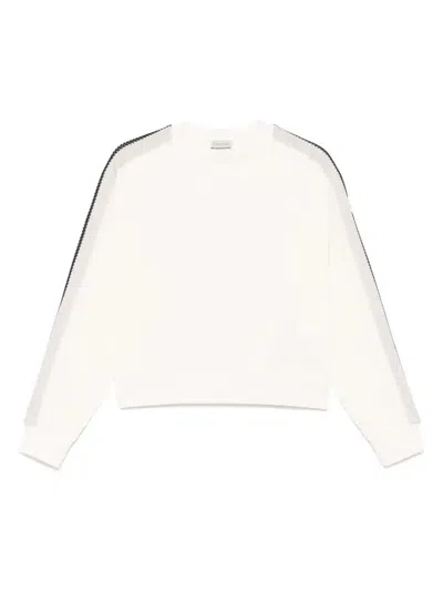 Moncler Knitted-trim Sweatshirt In Neutrals