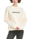Moncler Crewneck Cotton Sweatshirt With Embroidered Logo And Multicolor Patch In Neutral