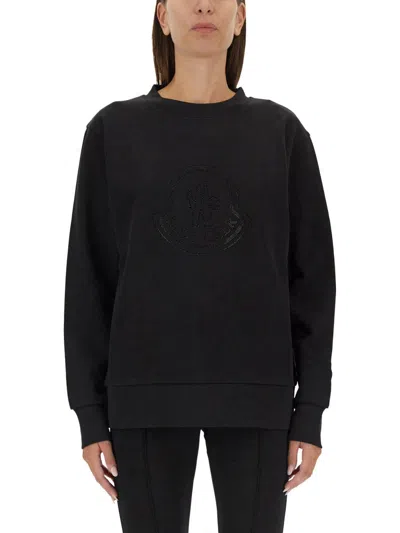 Moncler Women's Logo Sweatshirt With Crystals In Black