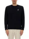 Moncler Faded Logo Cotton Sweatshirt In Blue