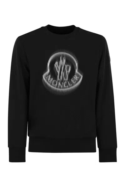 Moncler Sweatshirt With Shaded Logo In Black