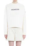 Moncler Womens White Brand-embroidery Round-neck Cotton-jersey Sweatshirt Xs