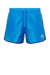 Moncler Logo Patch Swim Shorts Blue In Electric Blue
