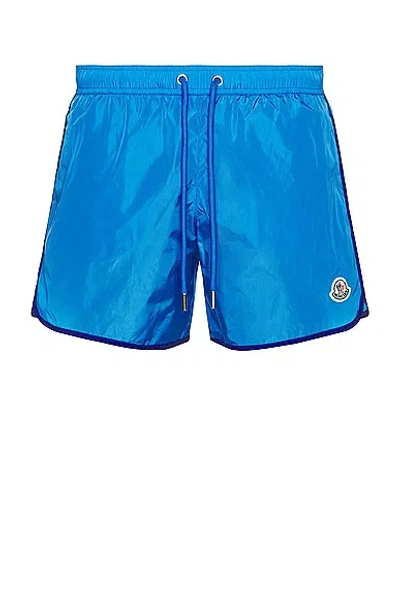 Moncler Logo Patch Swim Shorts Blue
