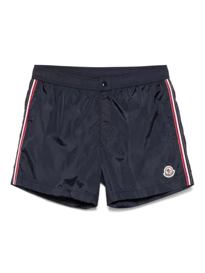 Moncler Tricolour Trimmed Nylon Swim Shorts In Multicolor