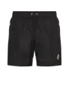Moncler Logo Patch Detail Elastic Waist Swim Shorts In Black